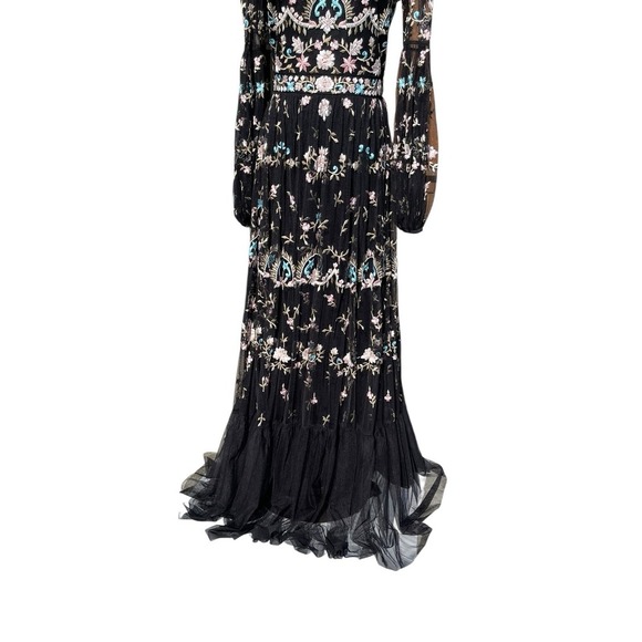 Mac Duggal 35111 Floral Embellished Embroidered Gown Blouson Sleeves Size 6 NWT - Picture 8 of 12